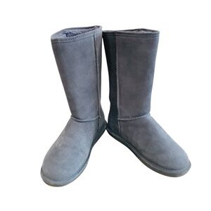 BearPaw Gray Emma Tall Suede Wool Winter Boots Women’s Size 10